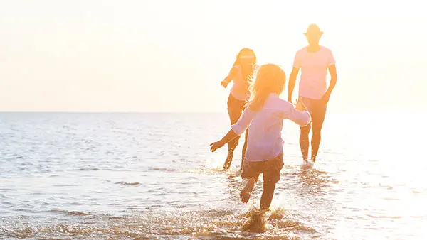 family on the beach